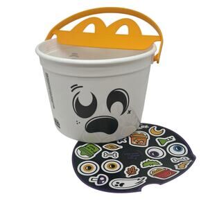 2025 McDonald's Happy Meal White Ghost Boo Bucket With Stickers